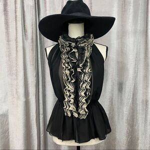 🌟 ROBERT RODRIGUEZ Ruffled Black & Cream Top